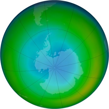 Antarctic ozone map for 1992-07